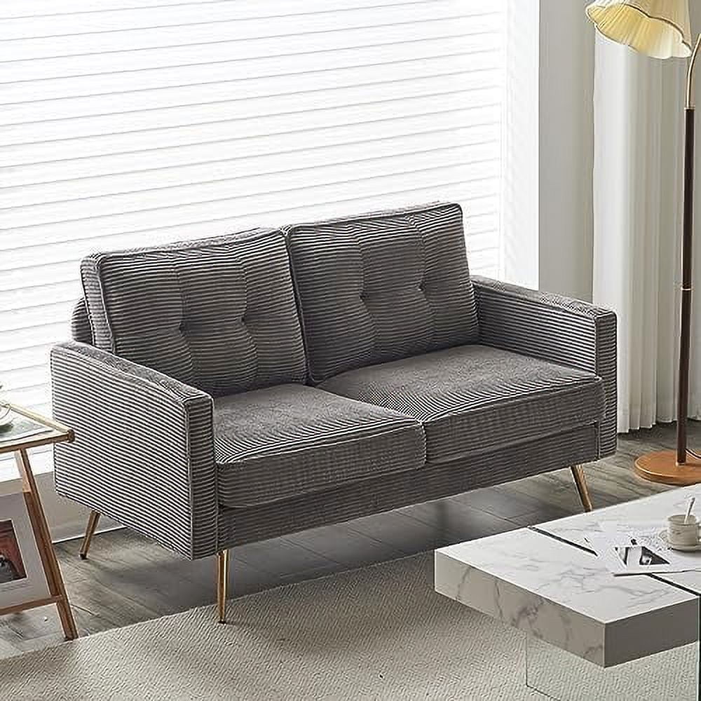 Beige Corduroy 2-Seater Loveseat Sofa A398
