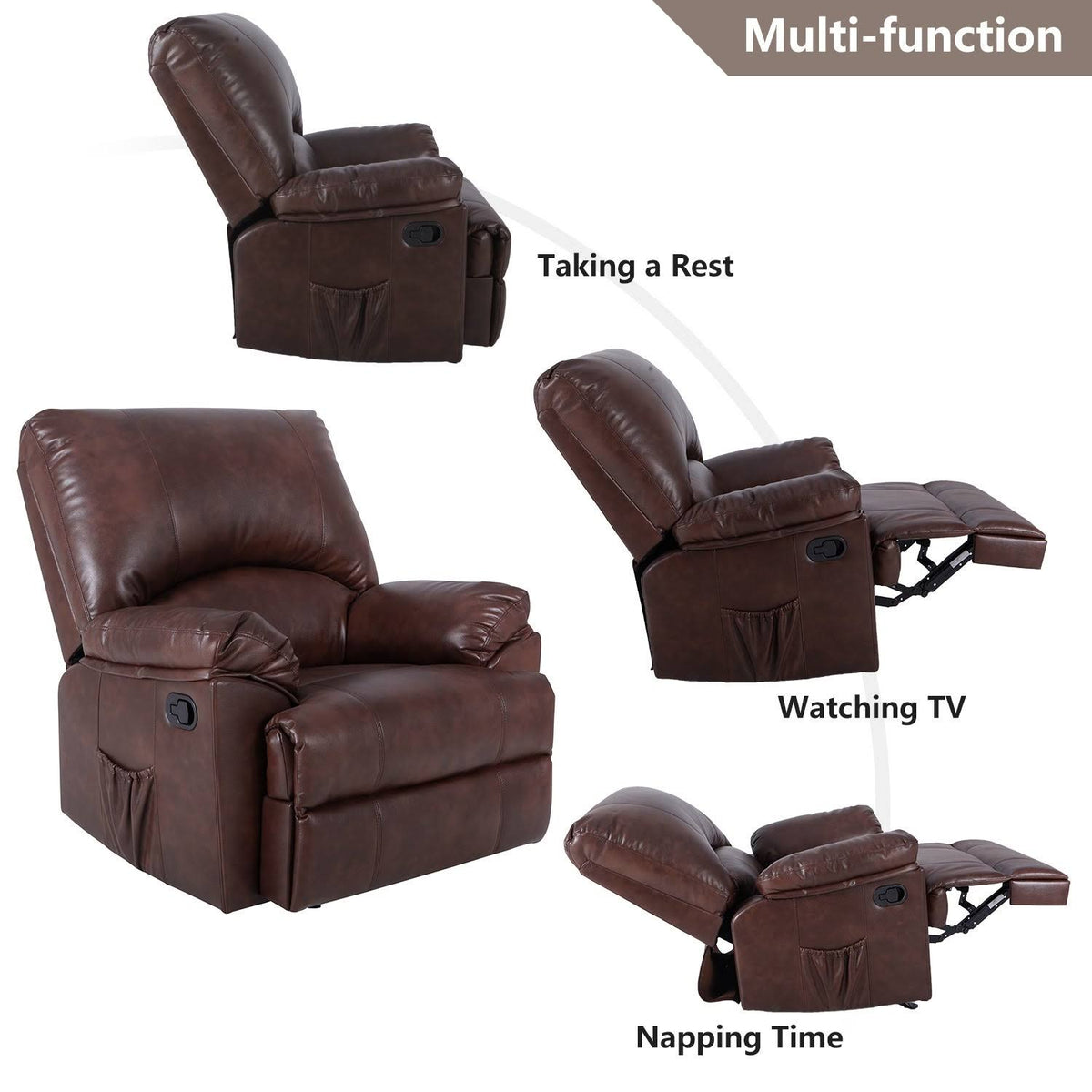 Black PU Leather Rocker Recliner Q855