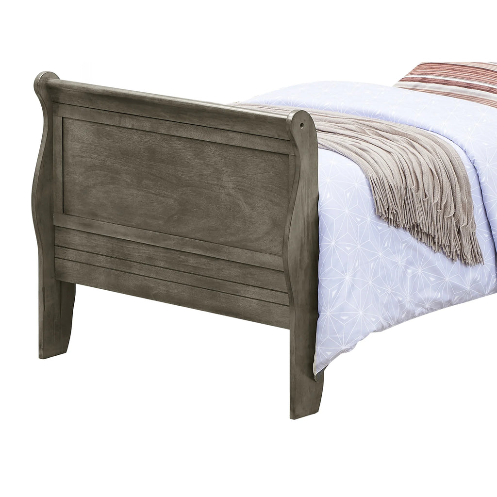 Gray Twin Sleigh Bed with Headboard and Footboard W1457