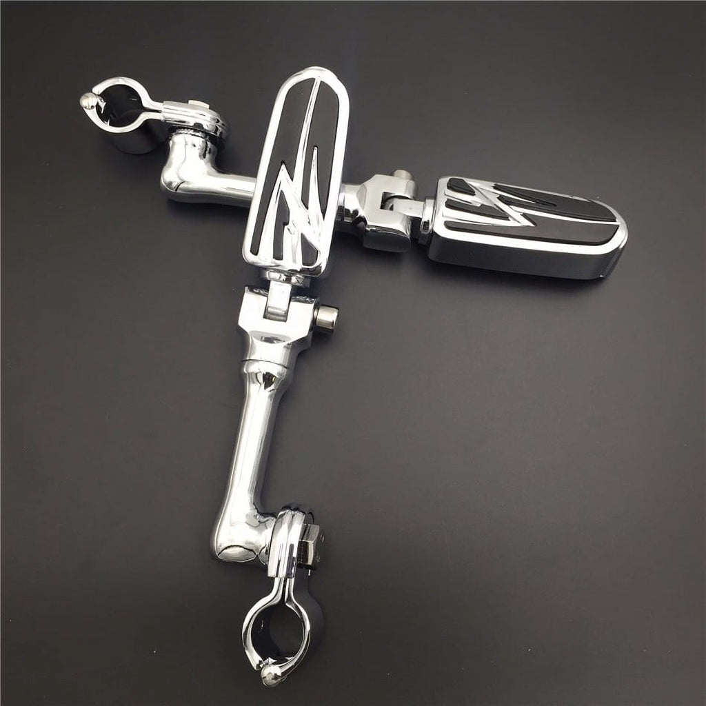 Chrome Angled Mounting Kit Foot Peg for Bike with 1.25" Front Engine Guard Frame Tube S499