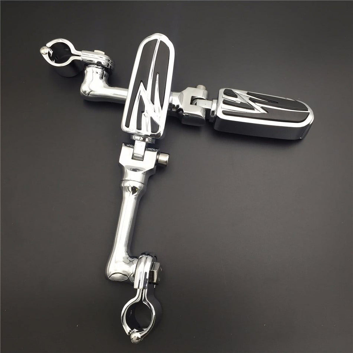 Chrome Angled Mounting Kit Foot Peg for Bike with 1.25" Front Engine Guard Frame Tube S499