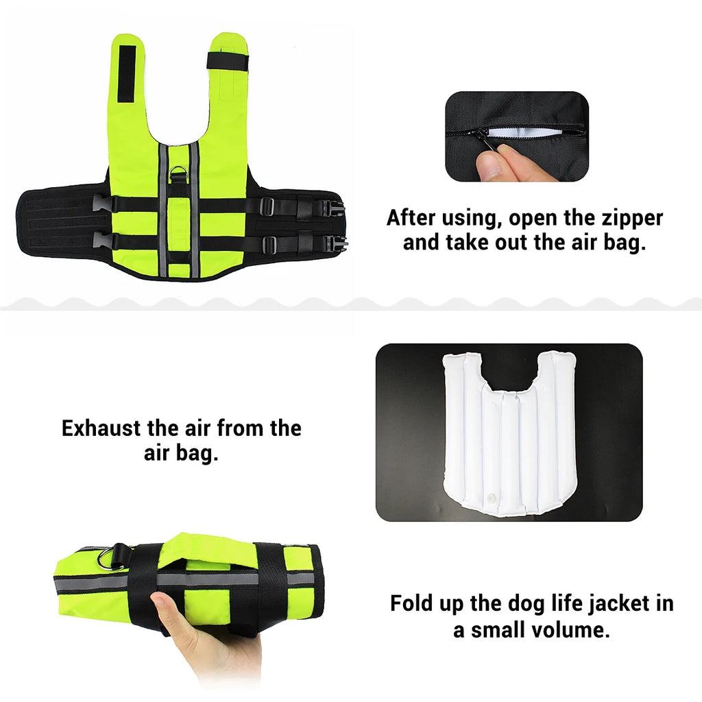 Fluor GREEN M Dog Life Jacket I8921