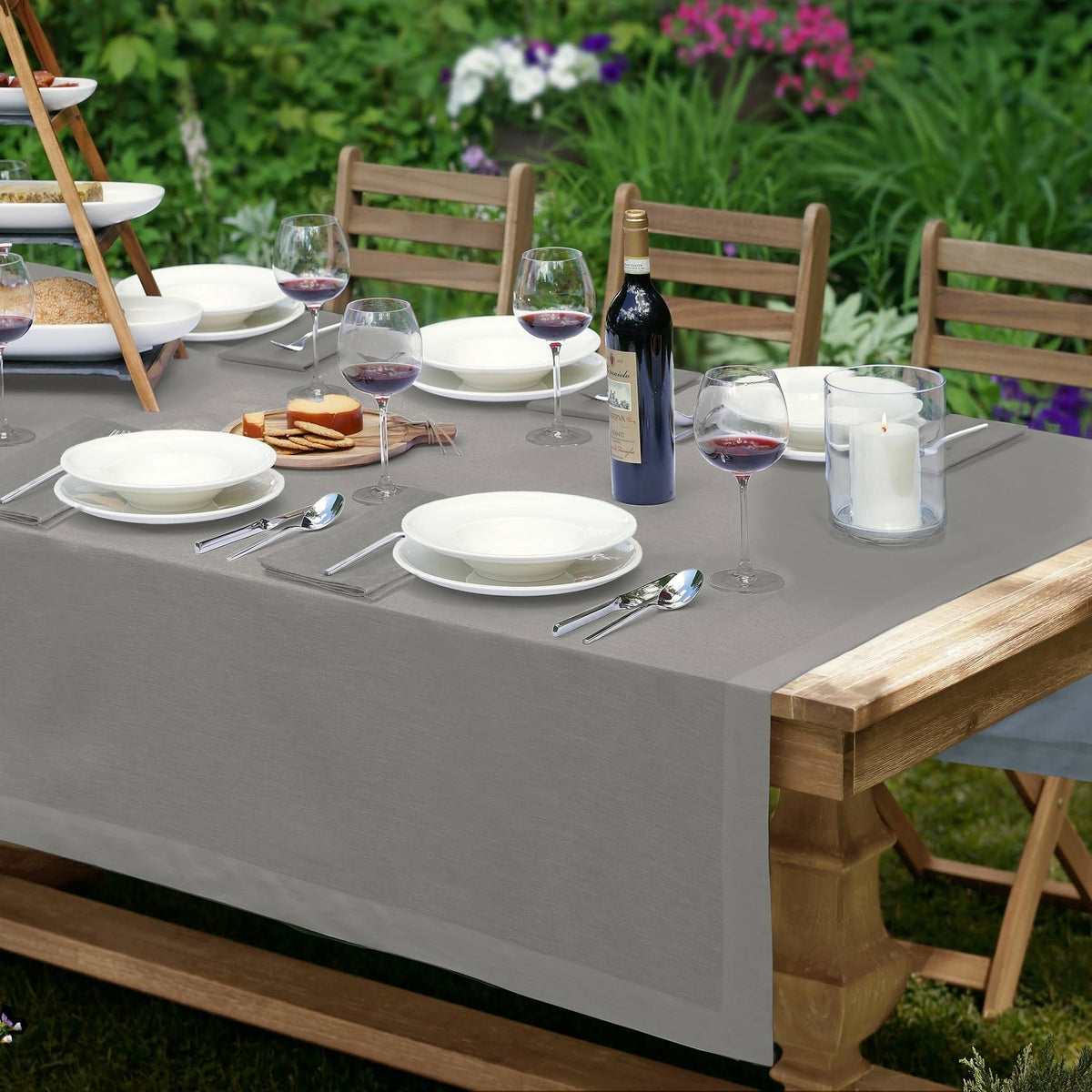 Linen Fabric Tablecloth White 70x22 x 146x22 B4008