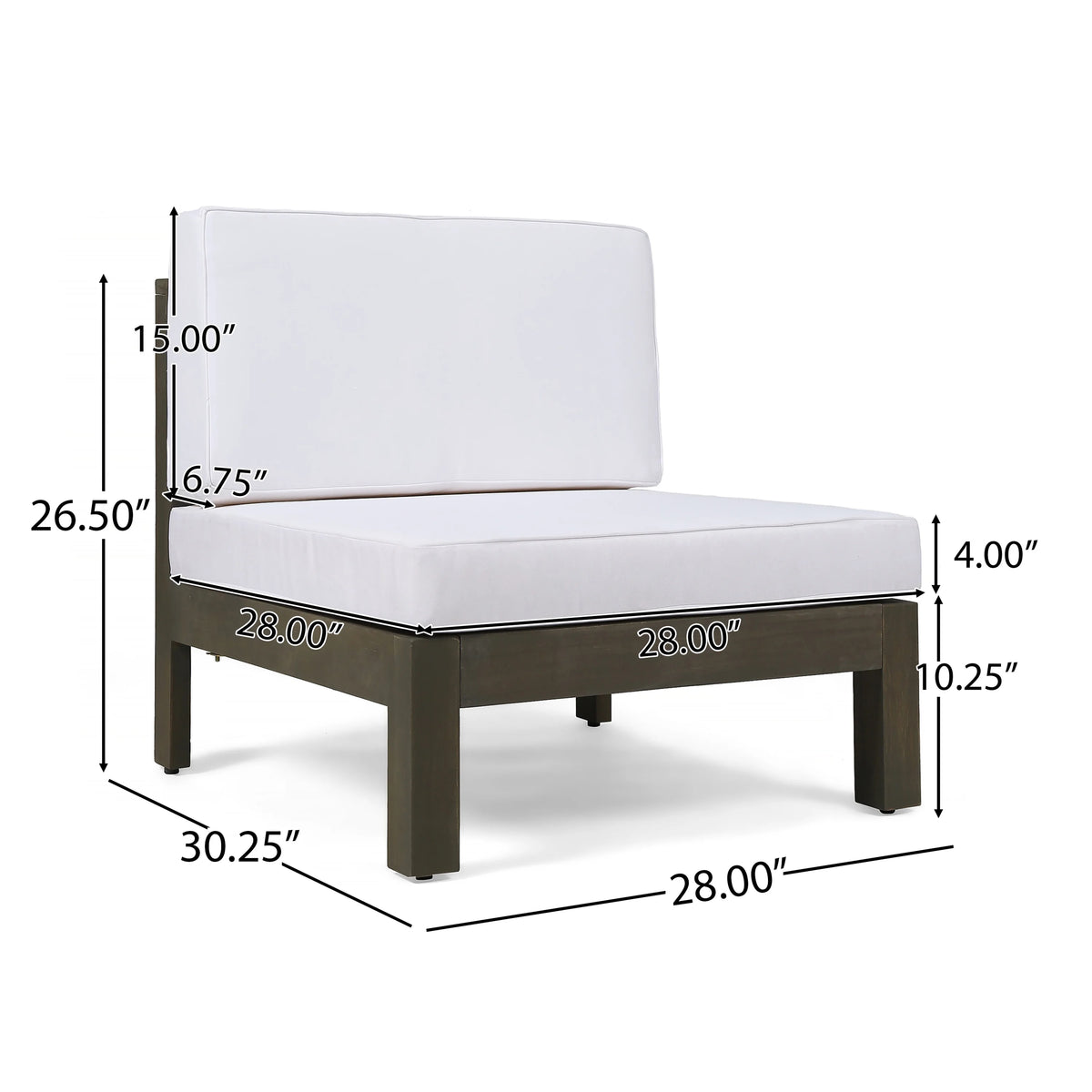 Gray Acacia Wood Sectional Sofa Set with Cushions Q1562