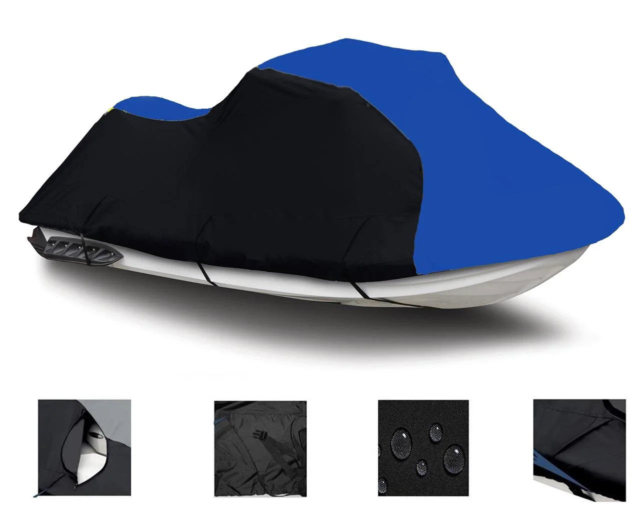 BLACK / BLUE HEAVY-DUTY 600 DENIER Jet Ski PWC Watercraft Cover Y3240