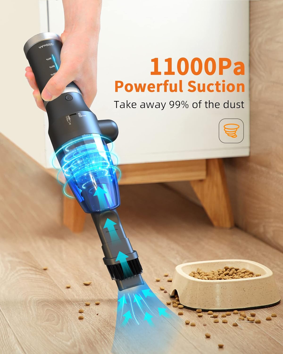 15000mAh Cordless Air Duster & Vacuum 2 in 1, 77000RPM/11000PA, 2 Speeds, Detachable Battery U947