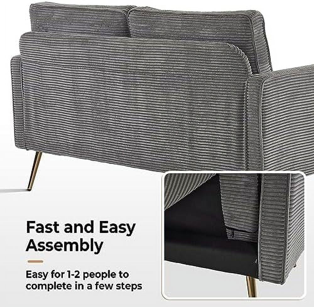 Beige Corduroy 2-Seater Loveseat Sofa A398