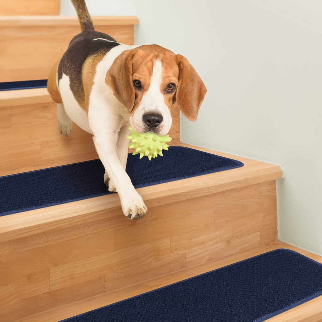 Set of 15 Navy Blue 8 Inches X 30 Inches Skid-Resistant Carpet Stair Treads B25810