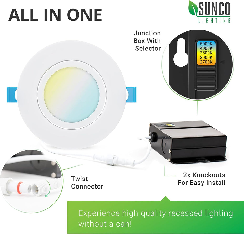 12W=75W 750 LM Adjustable CCT Dimmable IC Rated LED Recessed Light 6 Pack O50618