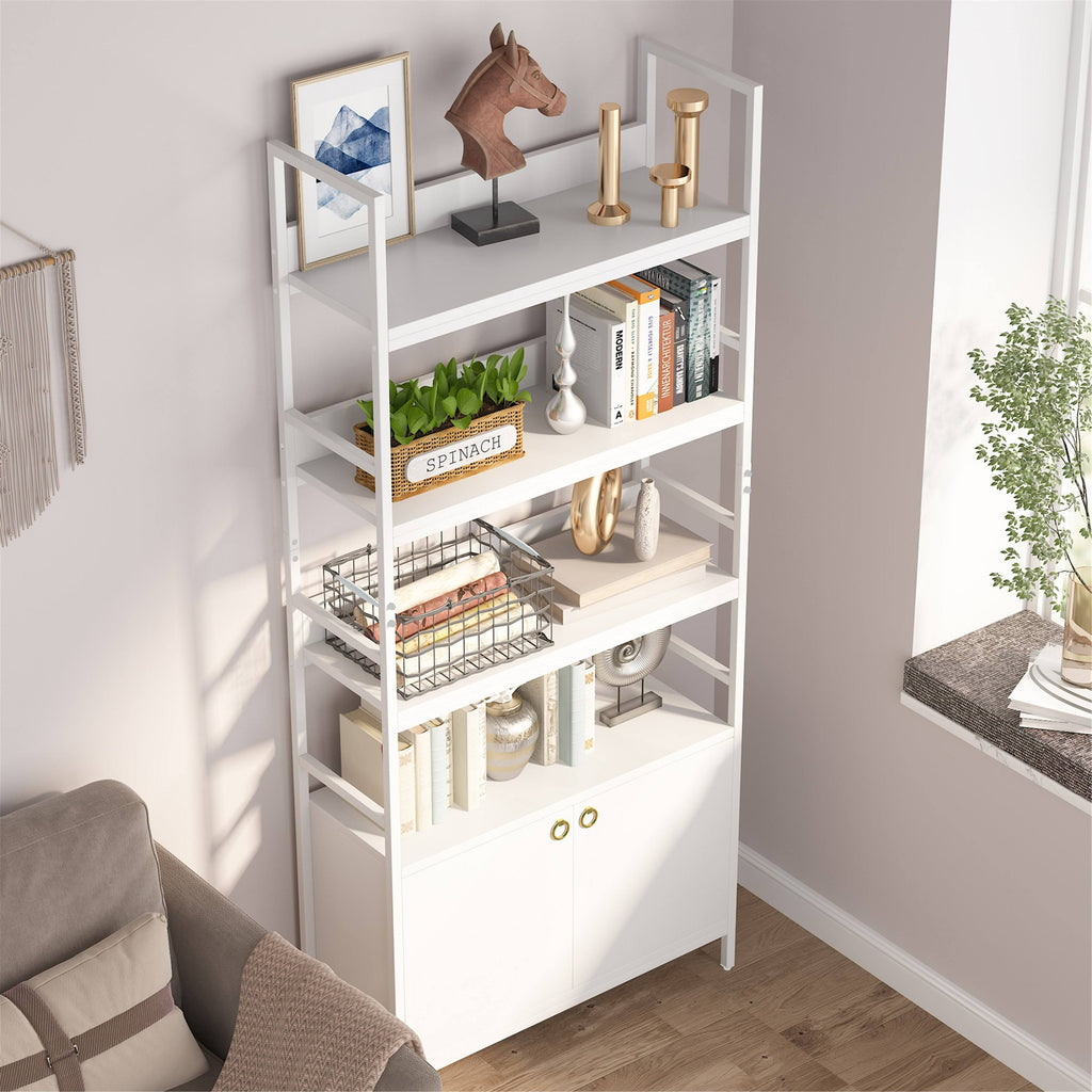 White Bookcase with Storage Cabinet O428945