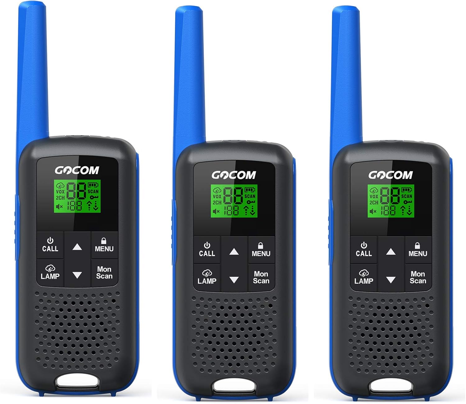 FRS IPX4 Waterproof Two Way Radio Rechargeable 22 Channel 3 Pack K279
