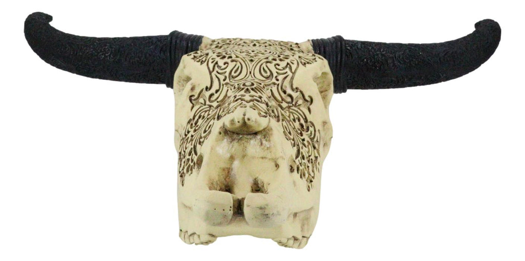 Tooled Bison Bull Cow Skull Wall Decor Plaque T377