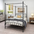 Full Size Metal Canopy Bed Frame Black X64693