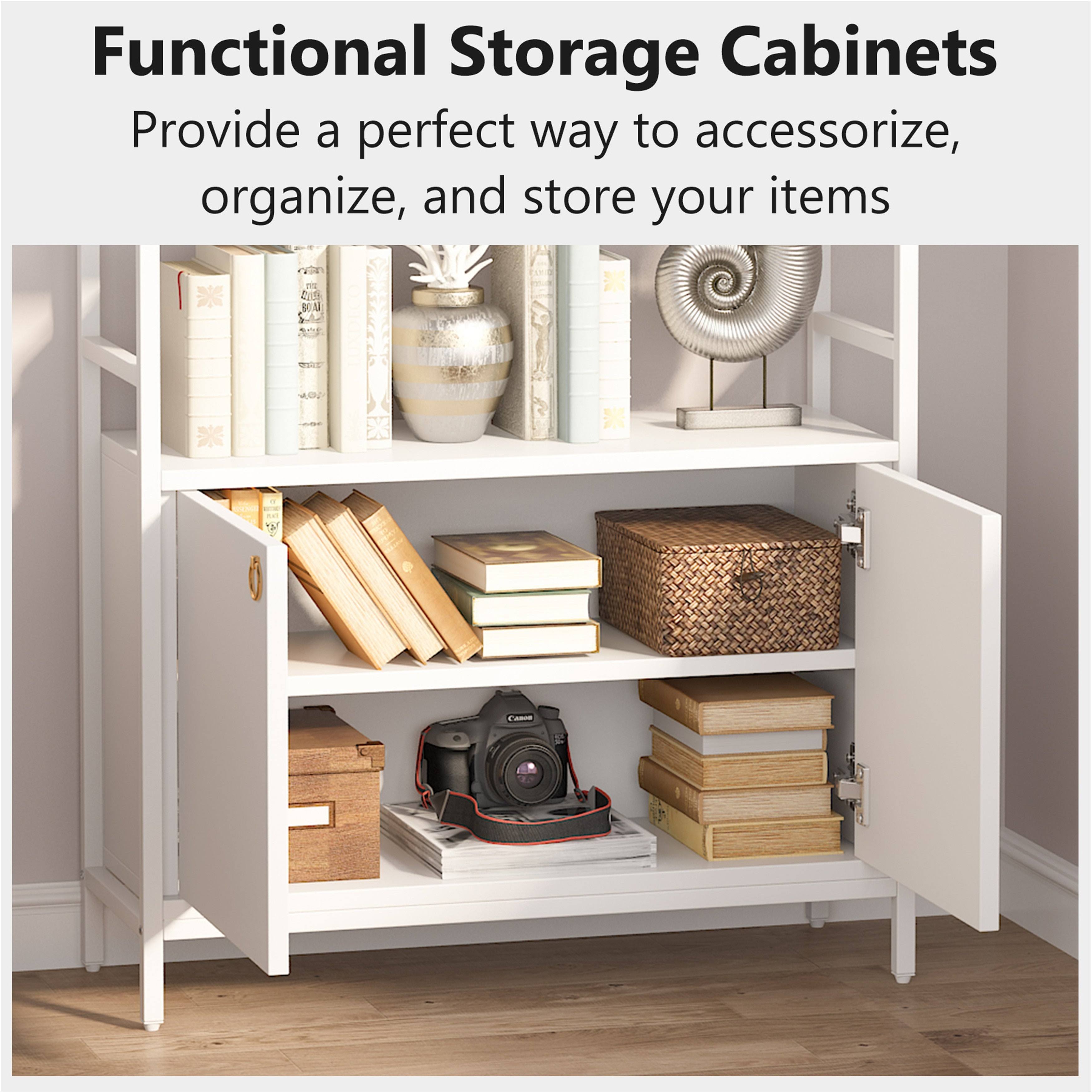 White Bookcase with Storage Cabinet O428945
