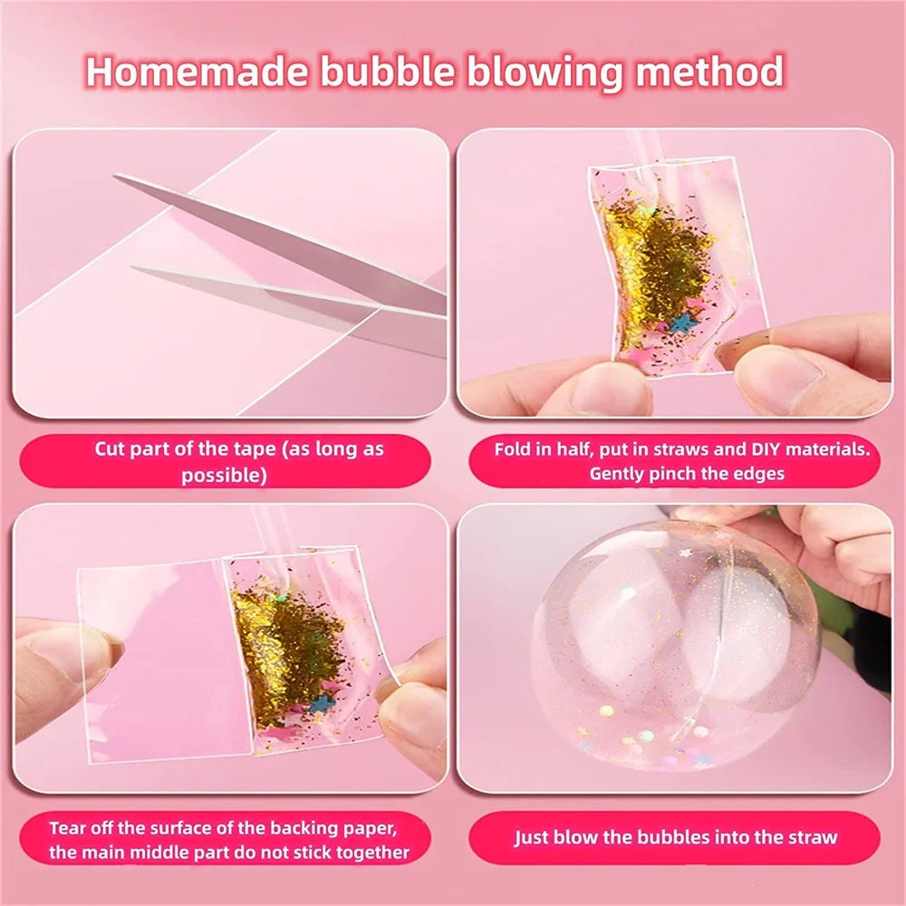 Nano Tape Blowing Bubbles Straws with DIY Sequin Stickers, Double-Sided Tape, Fidget Toy (2 Pack) L630738