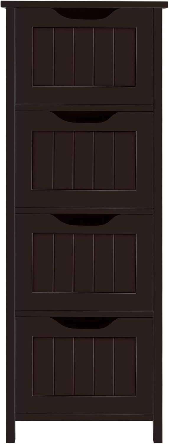 White 4 Drawer Wooden Bathroom Floor Cabinet R94706