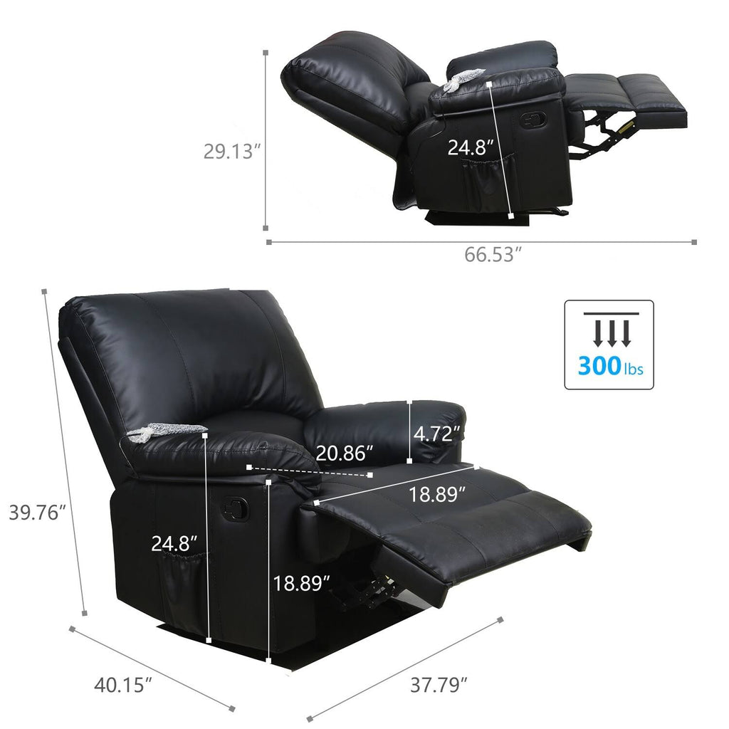 Black PU Leather Rocker Recliner Q855