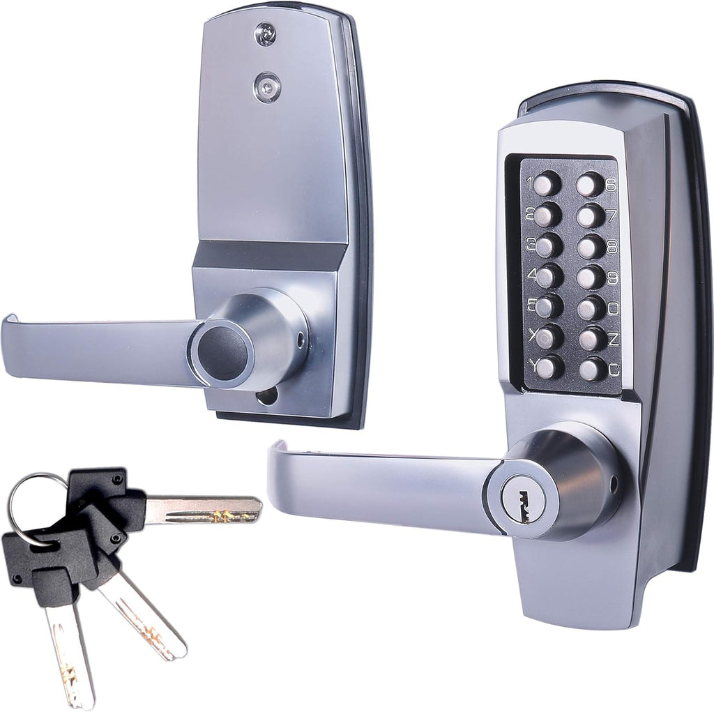 Satin Chrome Keyless Lever Lock with Keypad, Pack of 2 U3900