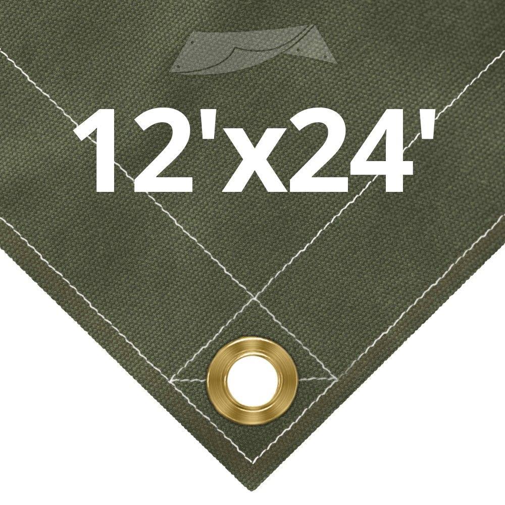 Olive Drab Canvas Tarps 12' x 24' F95816