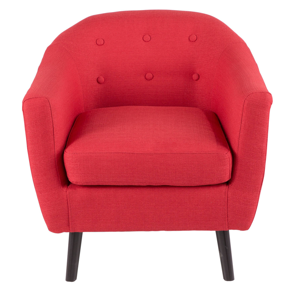 Red Fabric Accent Chair with Black Wooden Legs L969