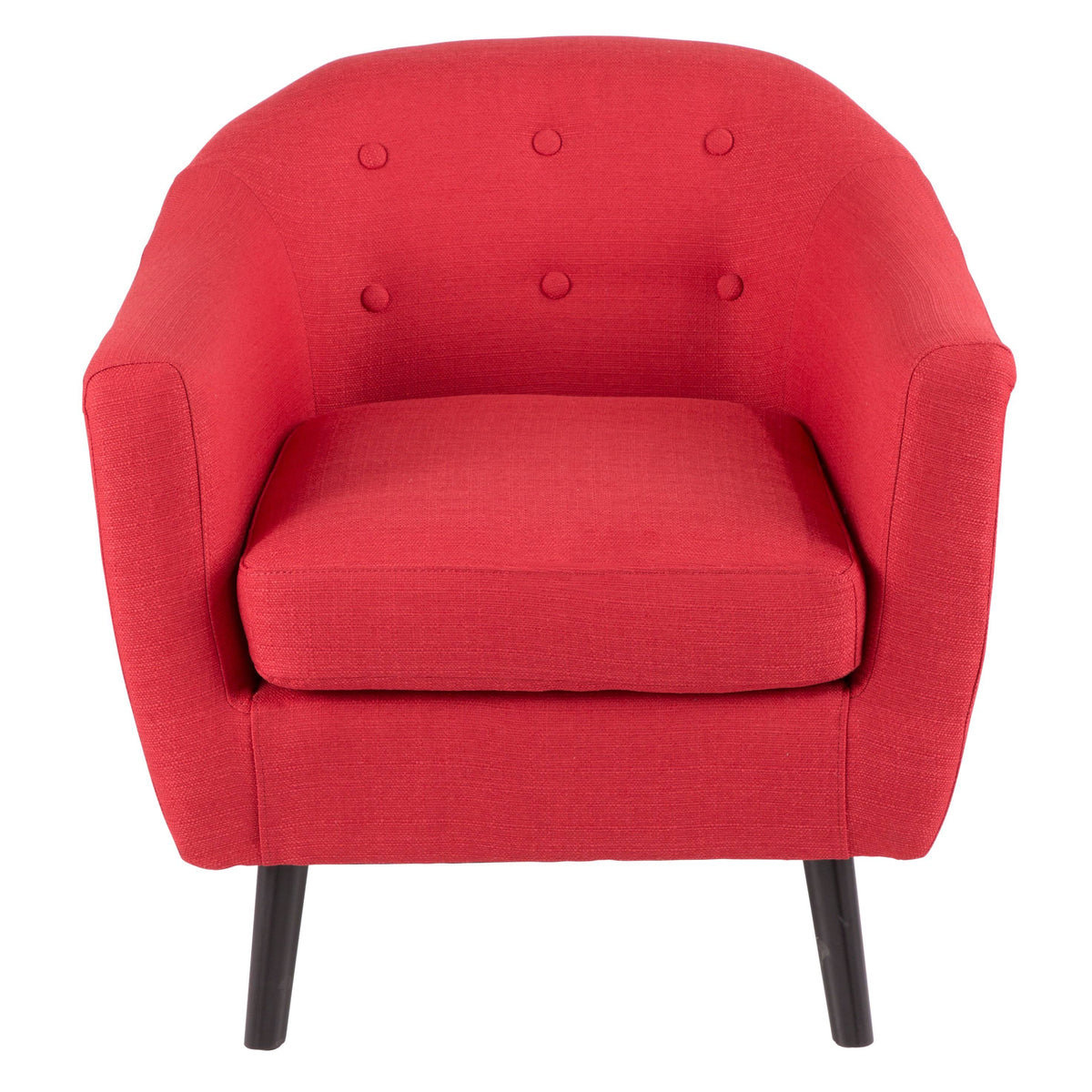 Red Fabric Accent Chair with Black Wooden Legs L969