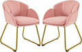 Pink Velvet Flower Shape Armchair with Golden Metal Legs, 2 Pieces G44161