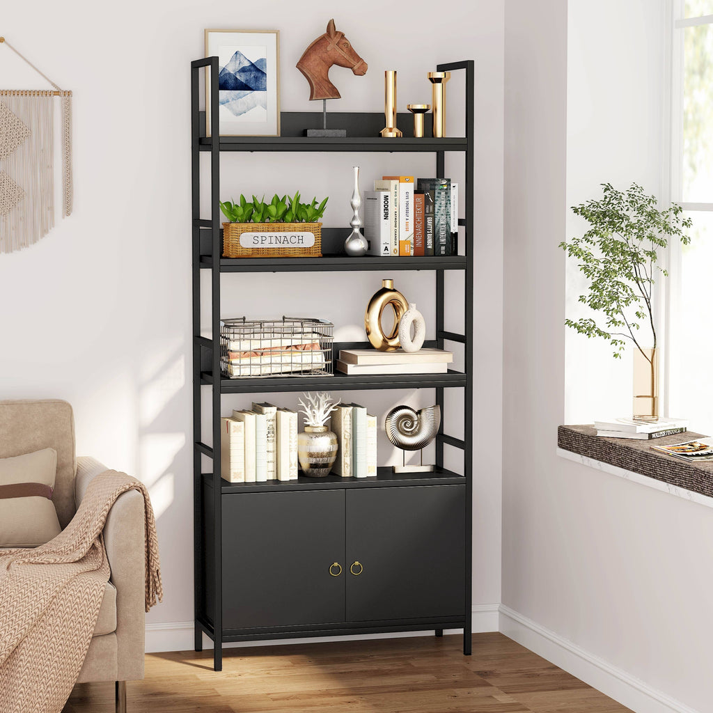 White Bookcase with Storage Cabinet O428945