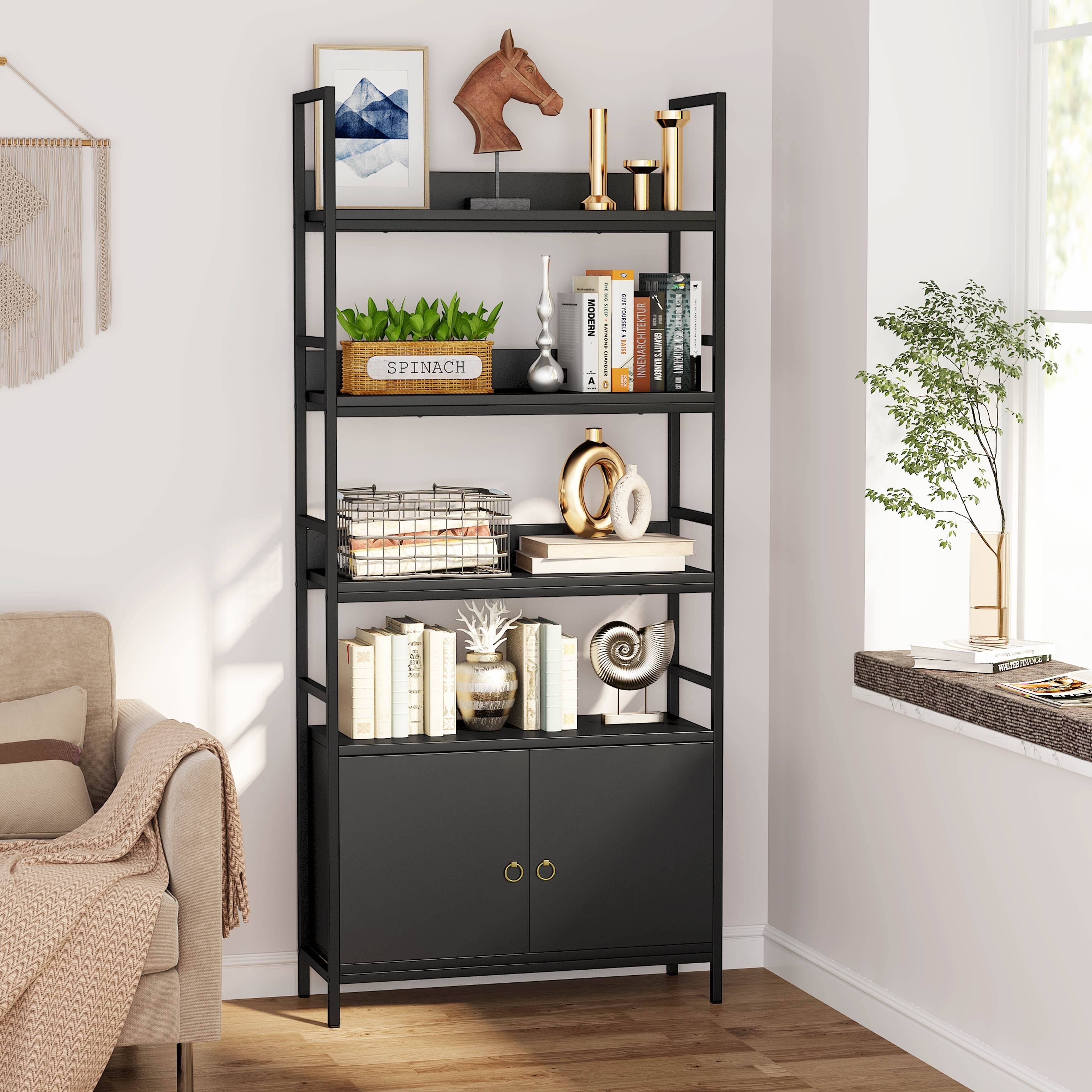 White Bookcase with Storage Cabinet O428945