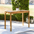 Brown Rectangle Acacia Wood Outdoor High Top Table Q402