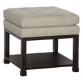 Putty/Almond Buff Tufted Square Ottoman with Storage V6727