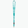 Teal Polyester Lanyard with Buckle Release and Bulldog Clip R8838