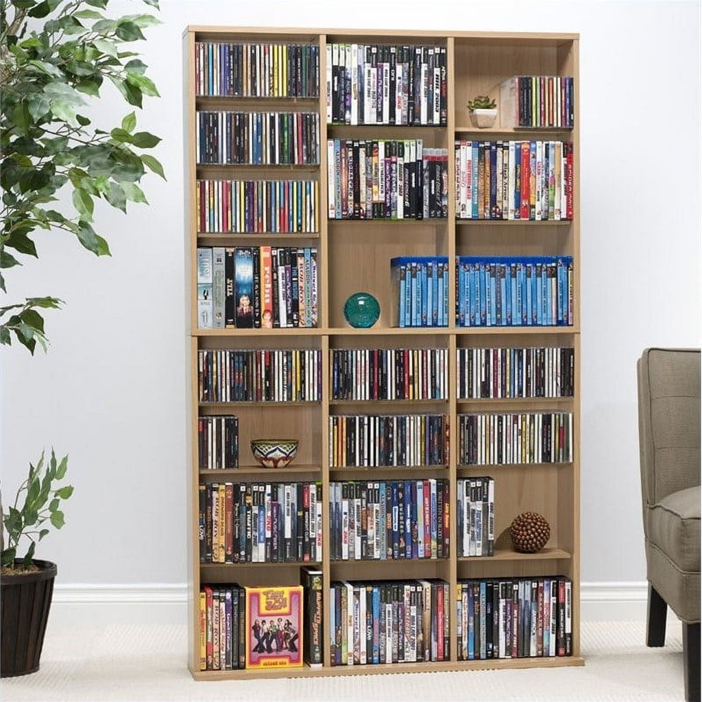 Triple Slim Multimedia Storage Rack in Maple V294