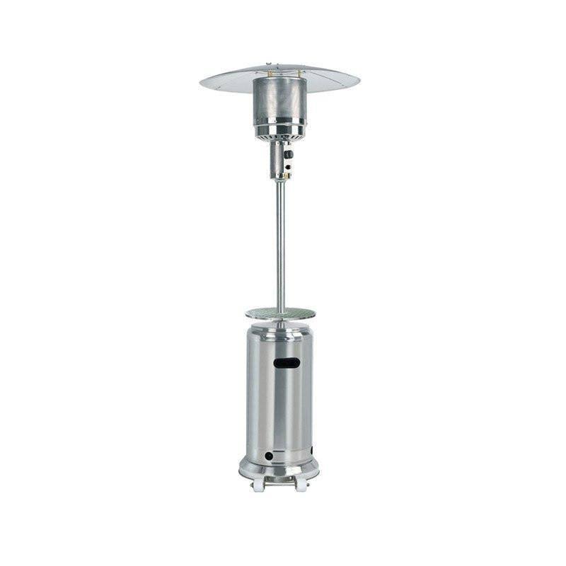 Tall Hammered Bronze and Stainless Steel Patio Heater with Table J56762