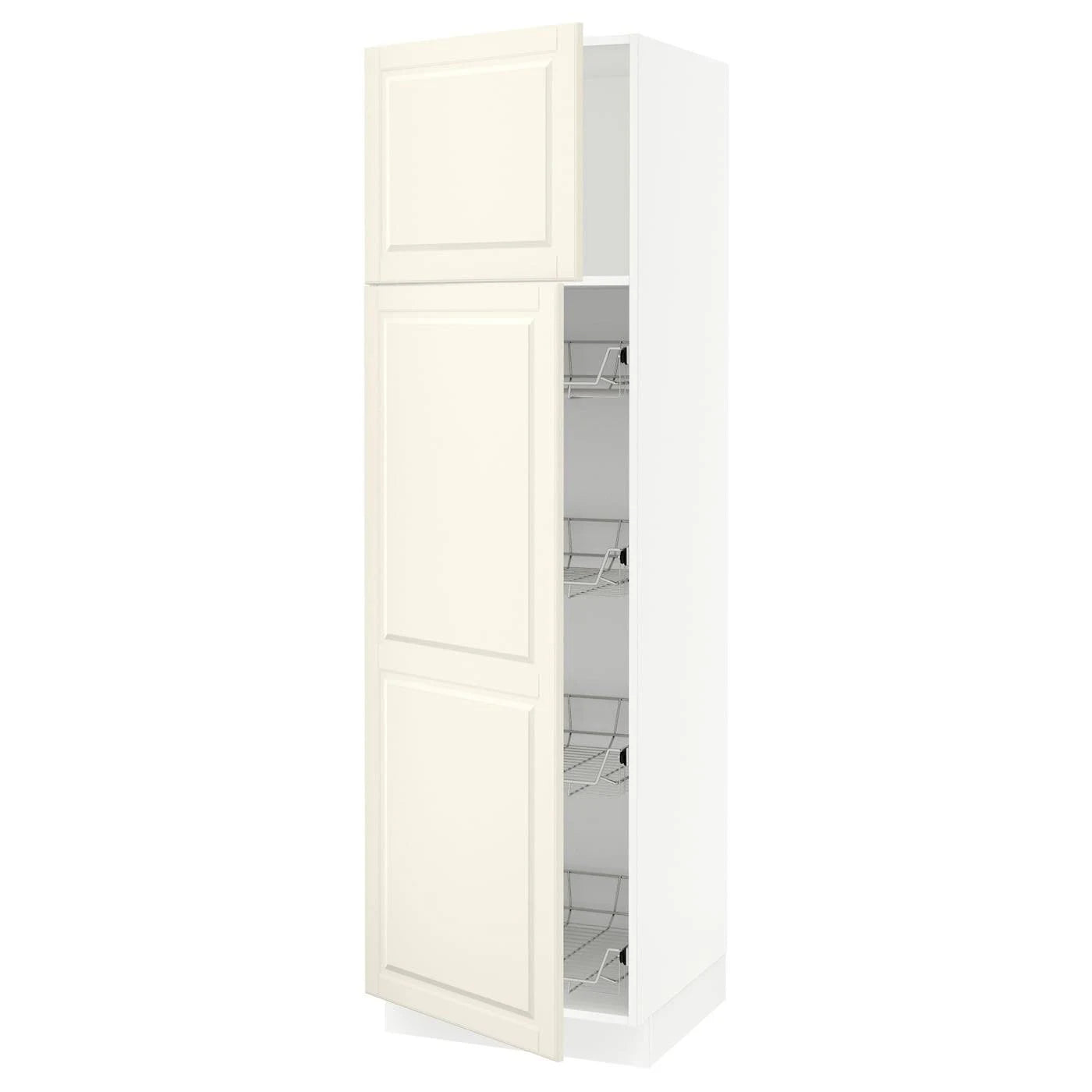White High Cabinet with Door and Wire Baskets X511