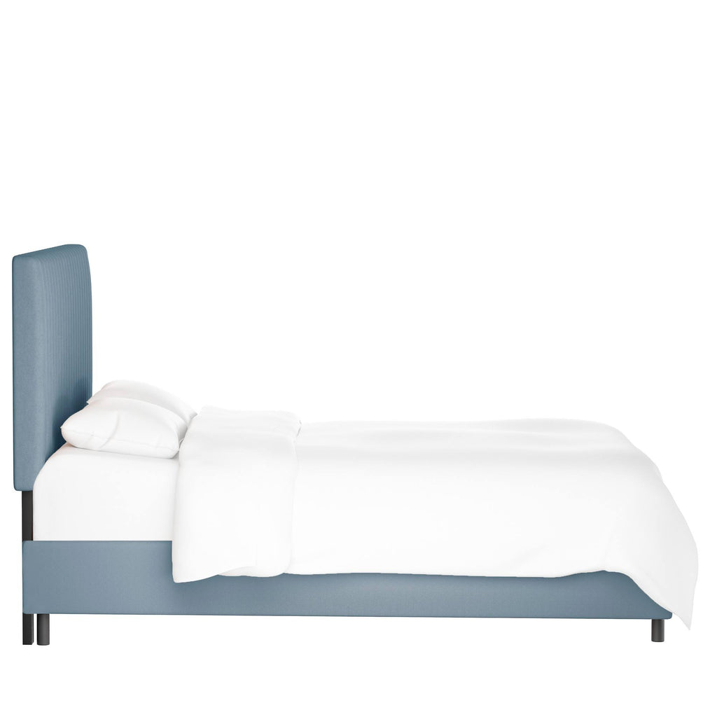 Queen Channel Bed Light Blue Velvet C881
