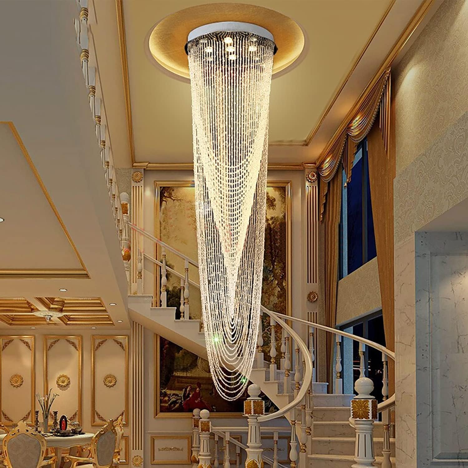 Modern Crystal Chandelier, H91'' High Z230