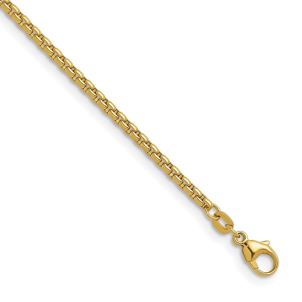 18K Yellow Gold Polished Solid Box Chain Necklace 24" X8035
