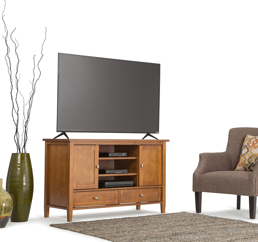 Rustic Natural Aged Brown Solid Wood TV Media Stand F506