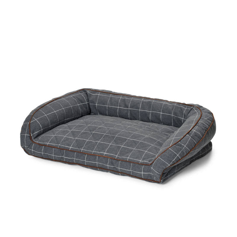 Charcoal Plaid Memory Foam Dog Bed S208382