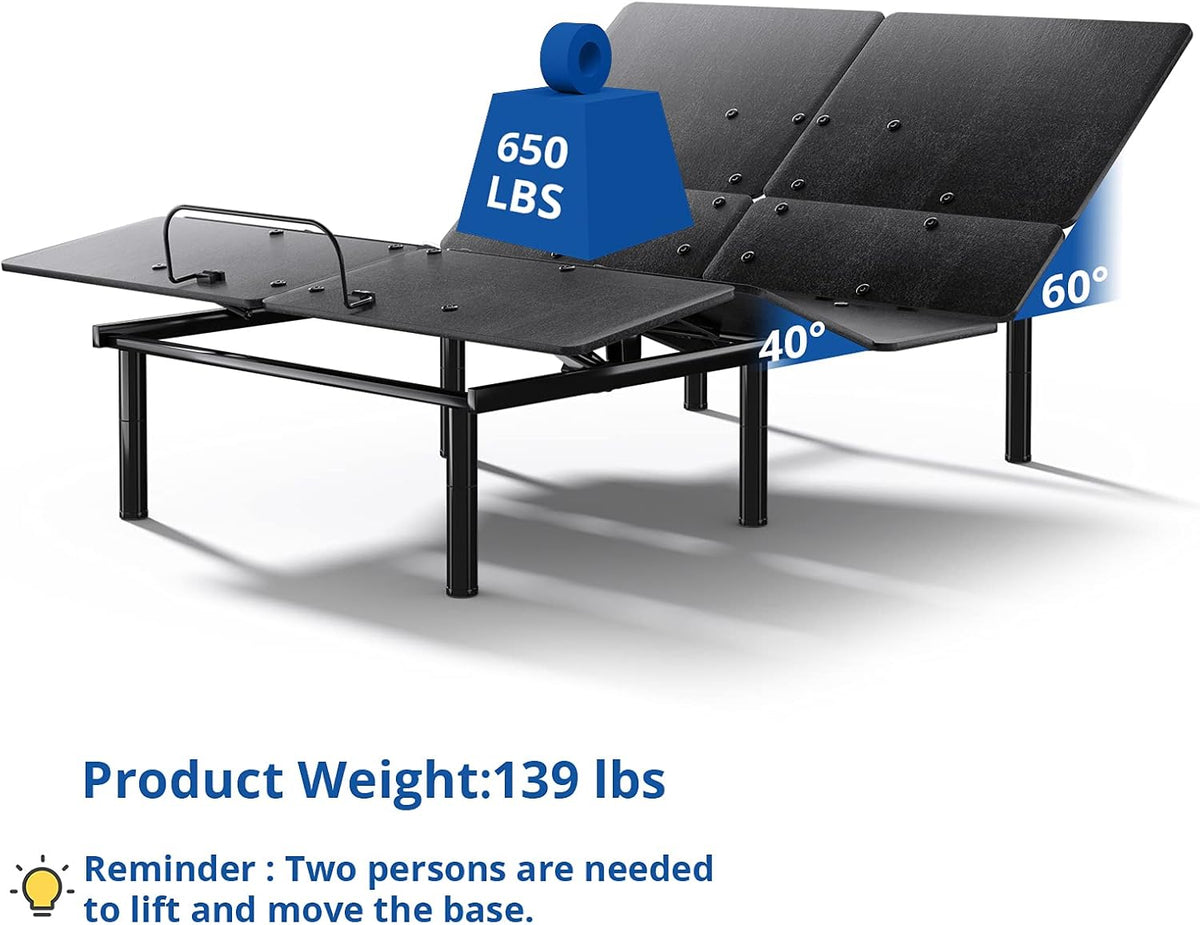 Black Twin XL Adjustable Bed Base with Wireless Remote U455338