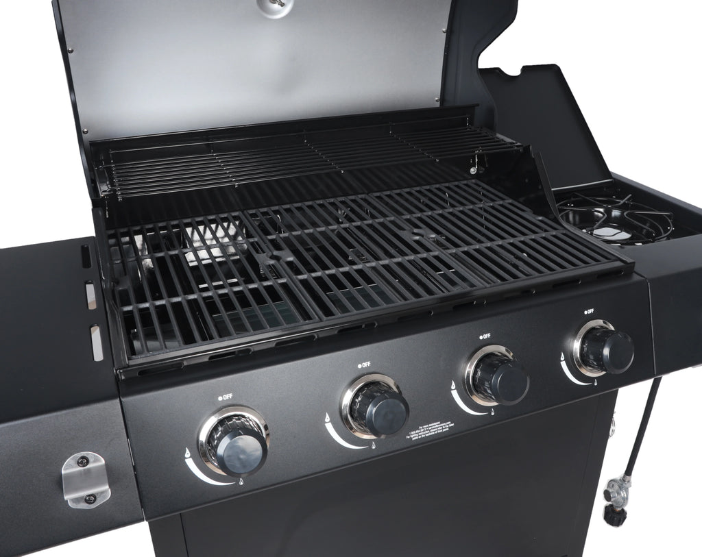 Stainless Steel & Black 4-Burner Propane Gas Grill with Side Burner M806092