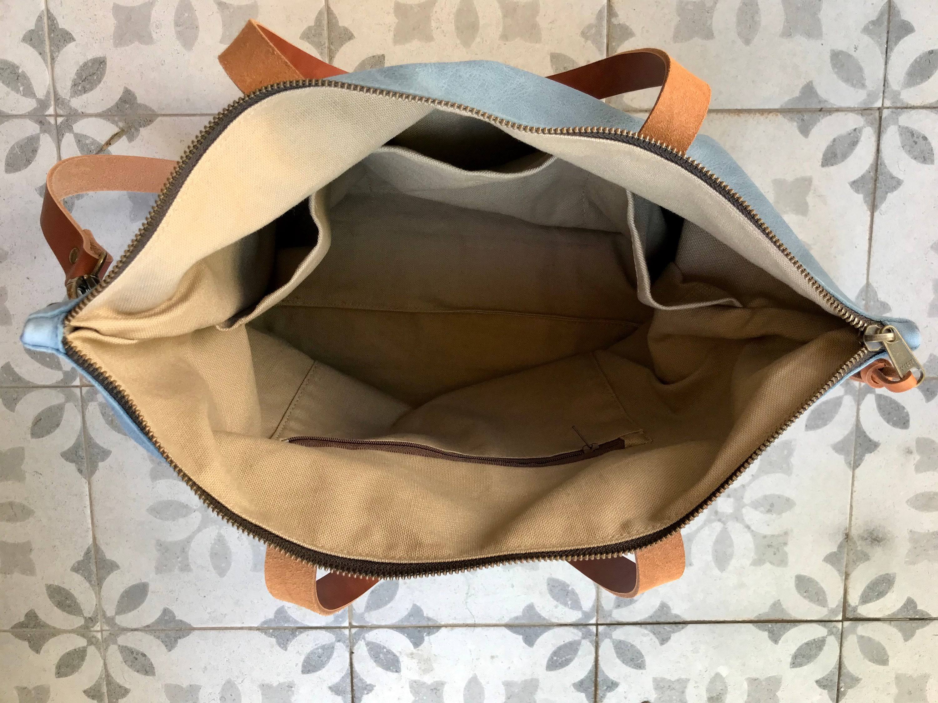 Large Blue Leather Bag B7800